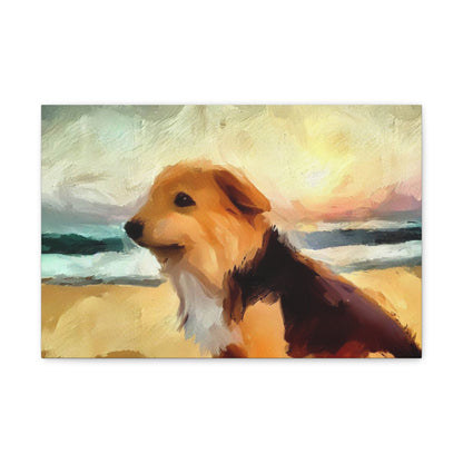 Dog wall art, ocean wall art, beach art, Canvas Gallery Wraps, Dog Beach - SaviTraviDesigns