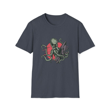 Octopus Surfing |Beach Lifestyle Shirts | Summer Vibe Apparel Heather Navy