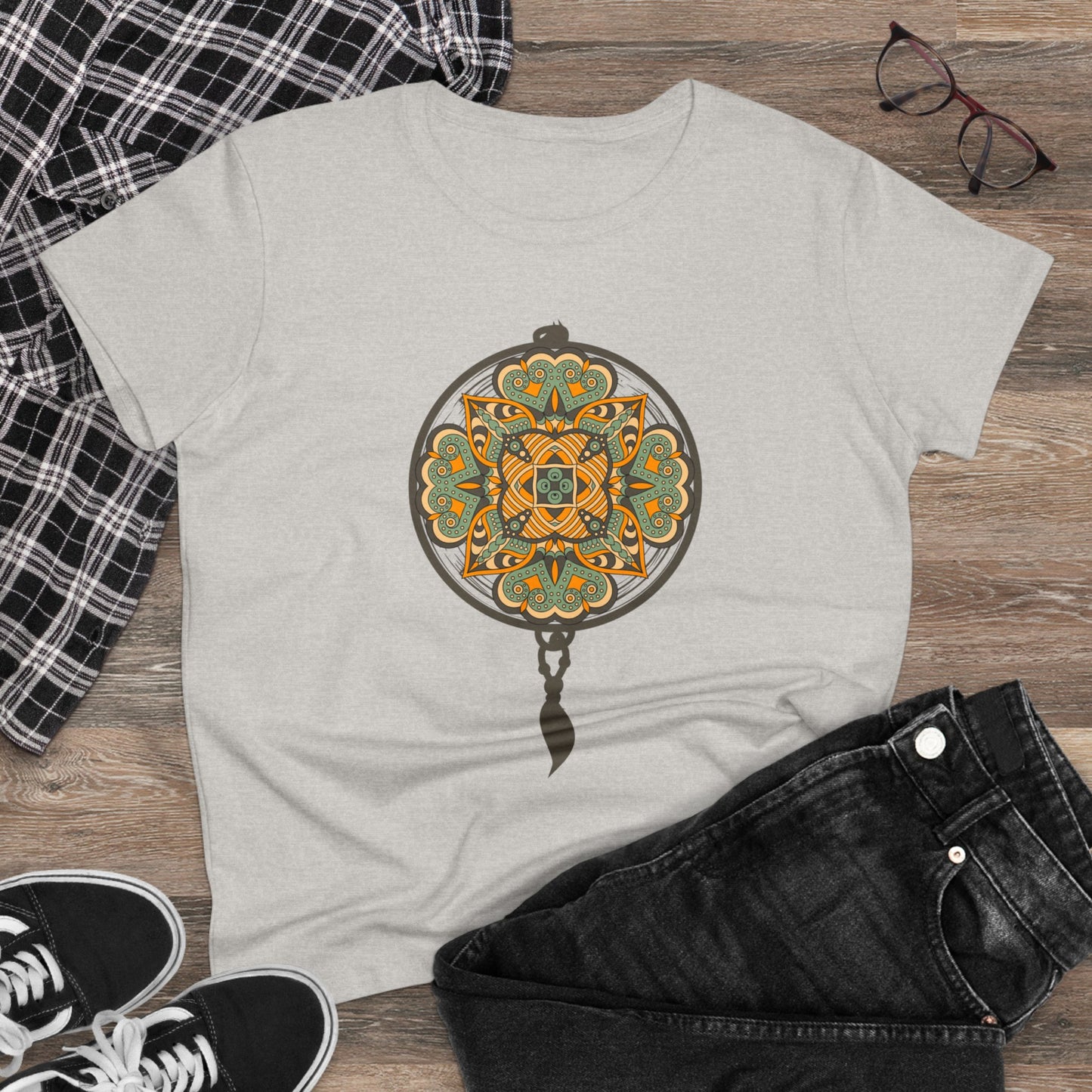 Meditation T-Shirts, Yoga Graphic Tees, Mindfulness Apparel, Zen T-Shirts, Spiritual Shirts, Chakra Tees, Womens T-Shirt Ash