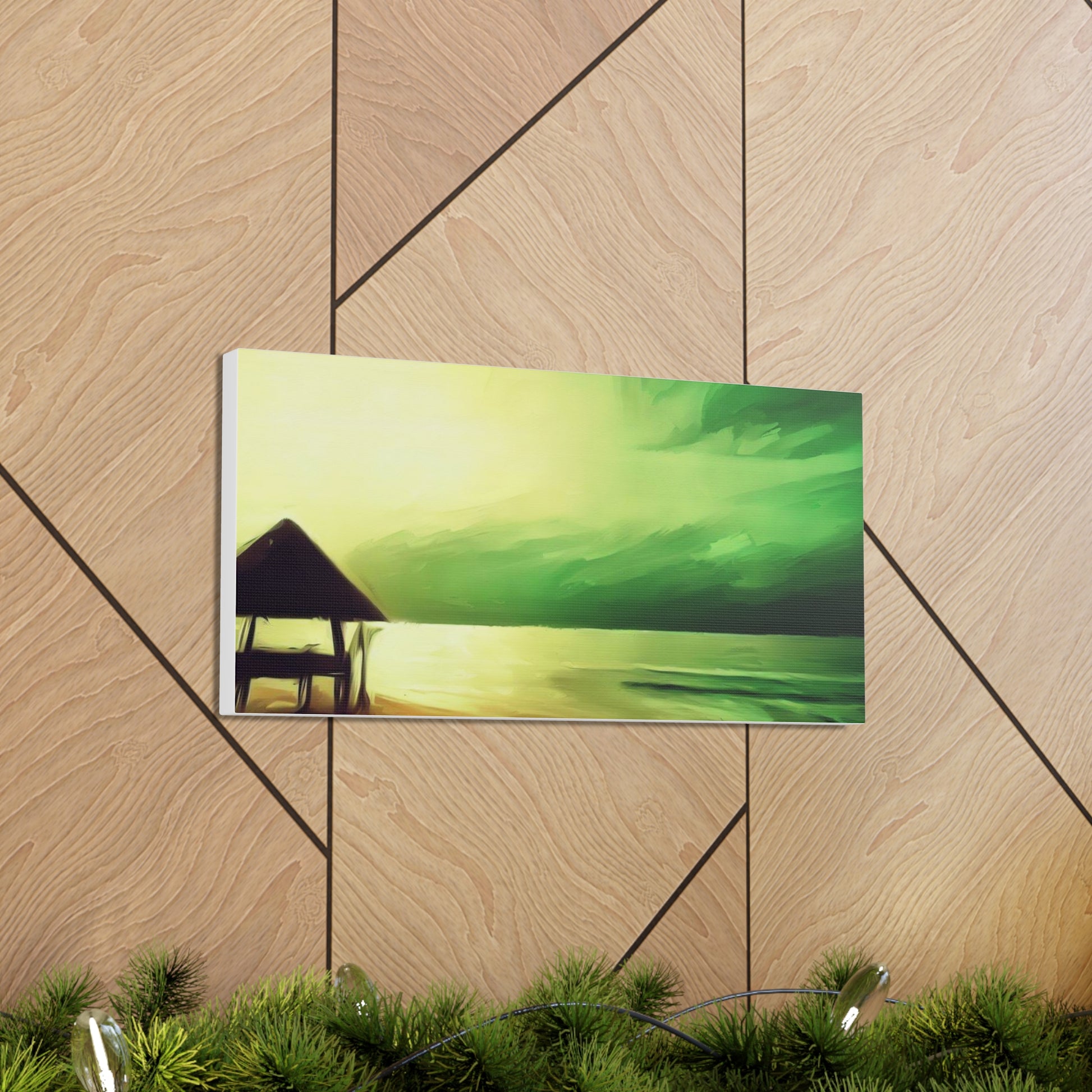 Green Sunset, Beach art, ocean art, beach wall art, Canvas Gallery Wraps