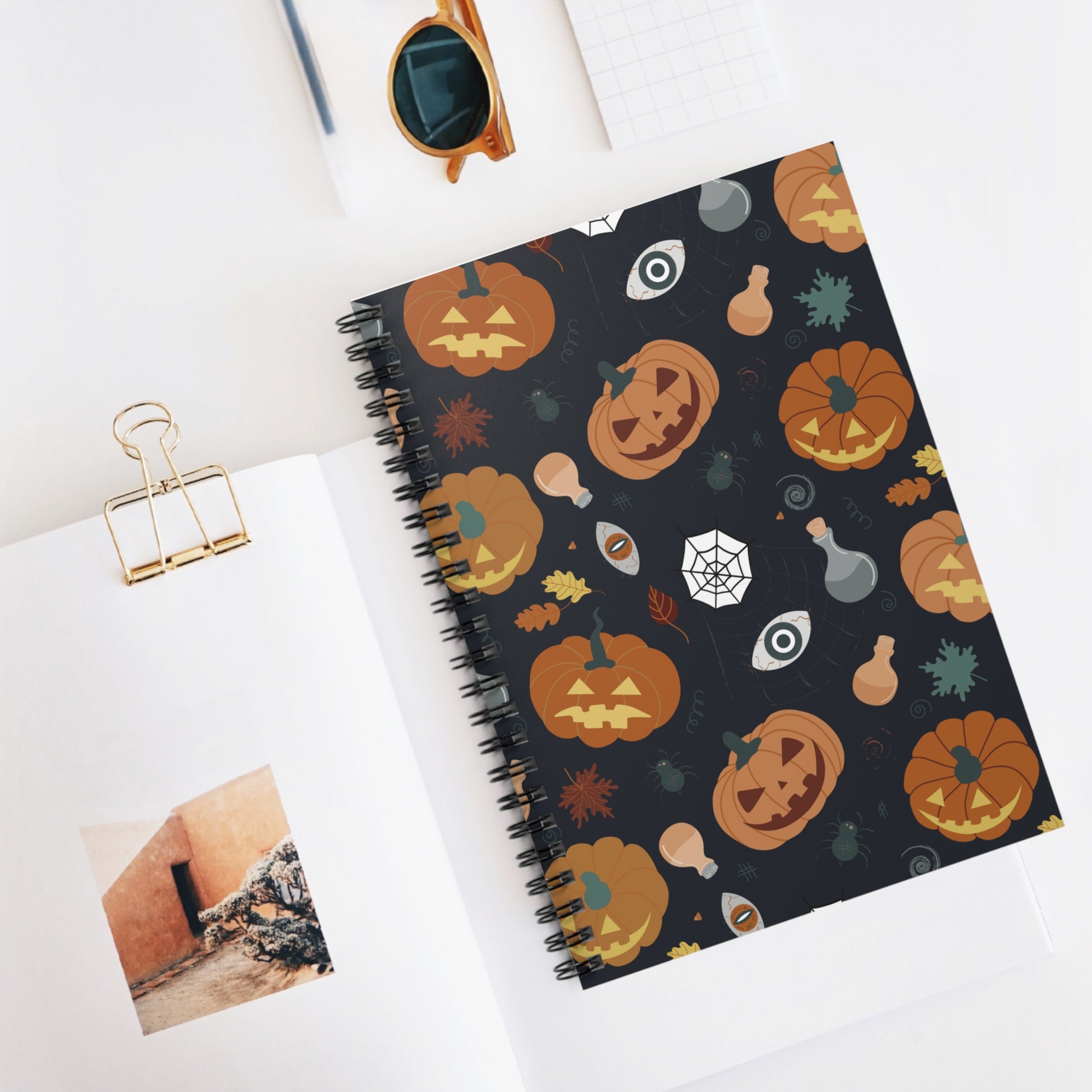 Spiral Notebook, Halloween Notebook, Ruled Line, Design Notebook Halloween, Pumpkin Notebook - SaviTraviDesigns