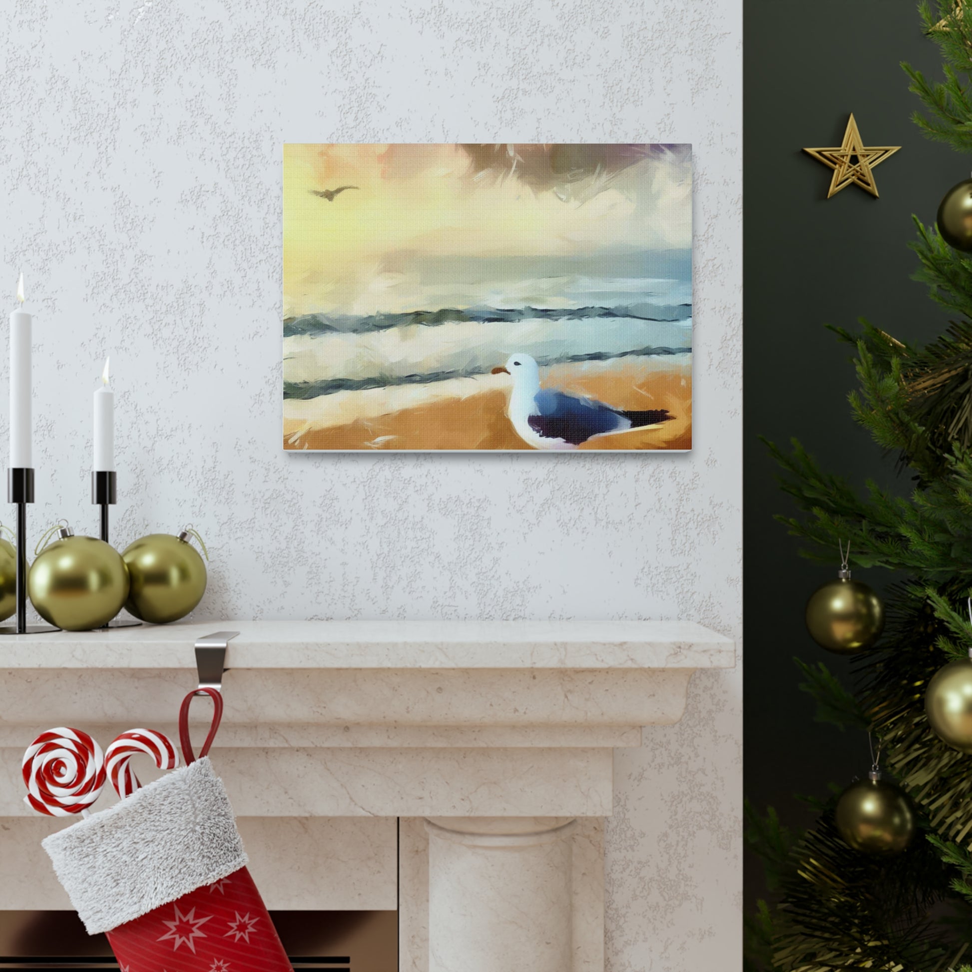 Seagull Painting, Beach wall art, Ocean Wall Art, Canvas Gallery Wraps