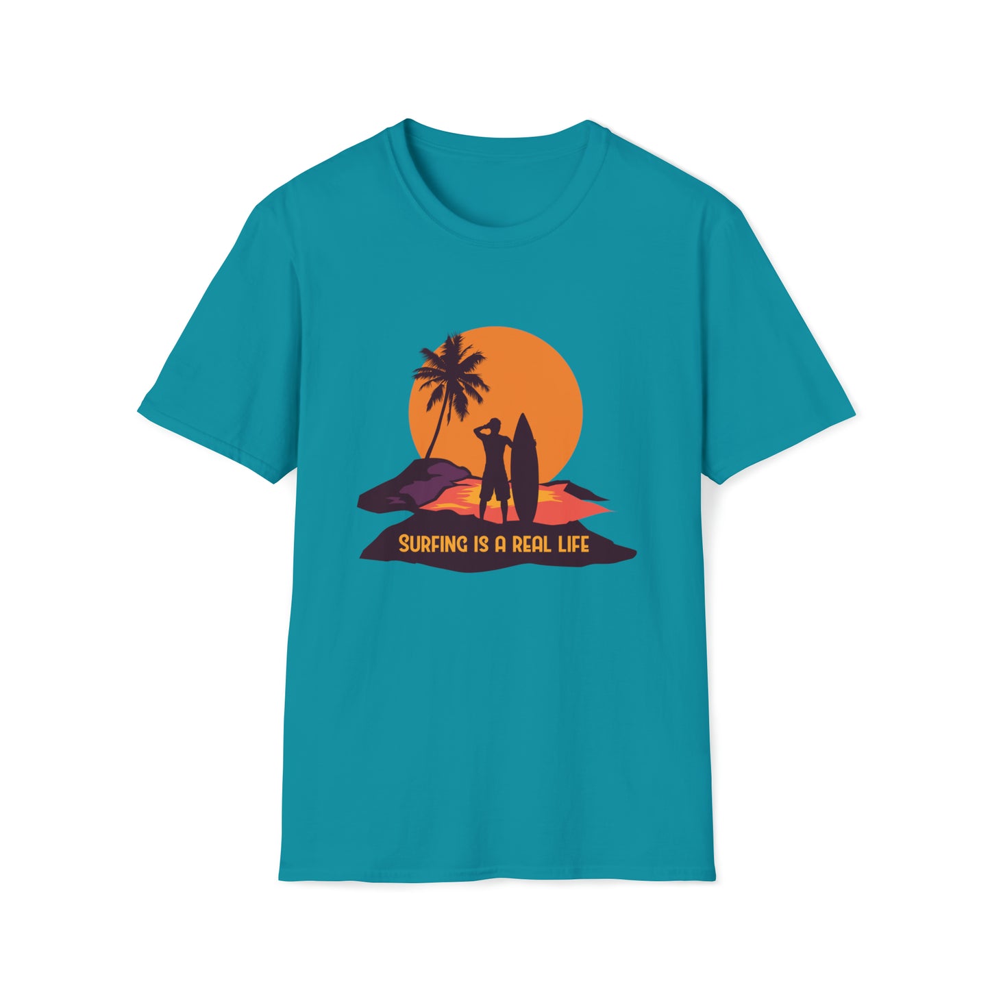 Surfing is Real Life |Beach Lifestyle Shirts | Summer Vibe Apparel Tropical Blue