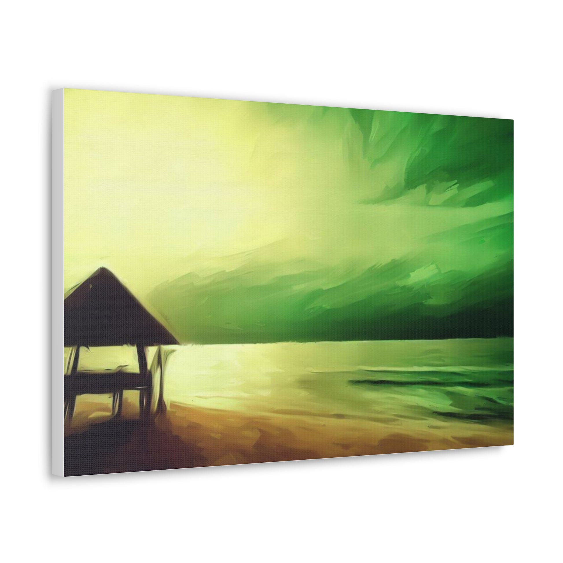 Green Sunset, Beach art, ocean art, beach wall art, Canvas Gallery Wraps