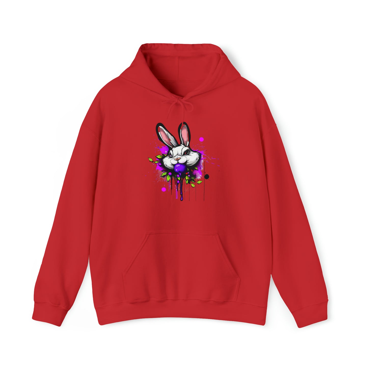 Bunny Hoodie, Graffiti Hoodie, Graffiti Sweatshirt, Bunny Urban art, Hooded Sweatshirt Red