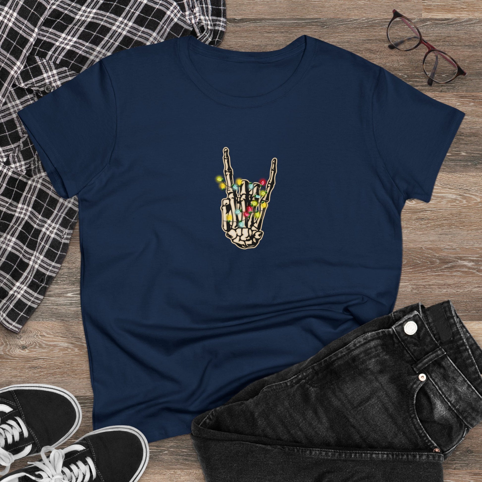 Christmas Lights, Skeleton Hand, Christmas Graphic Shirts, Festive Holiday T-Shirts, Ugly Christmas Sweater Tees, Funny Christmas Shirt Designs, Cute Xmas Graphic Tees