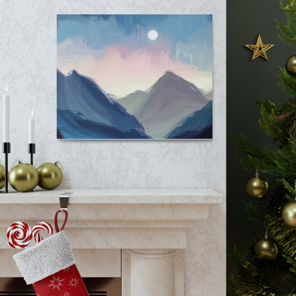 Mountain Wall Art, Moon Wall Art, Canvas Gallery Wraps, Moon Over Mountains