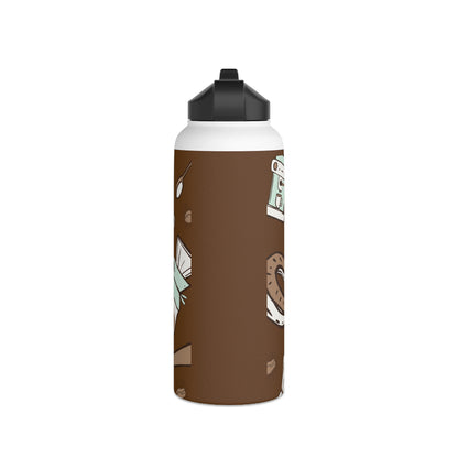 Coffee water bottle, Design water bottle, Stainless Steel Water Bottle, Standard Lid - SaviTraviDesigns