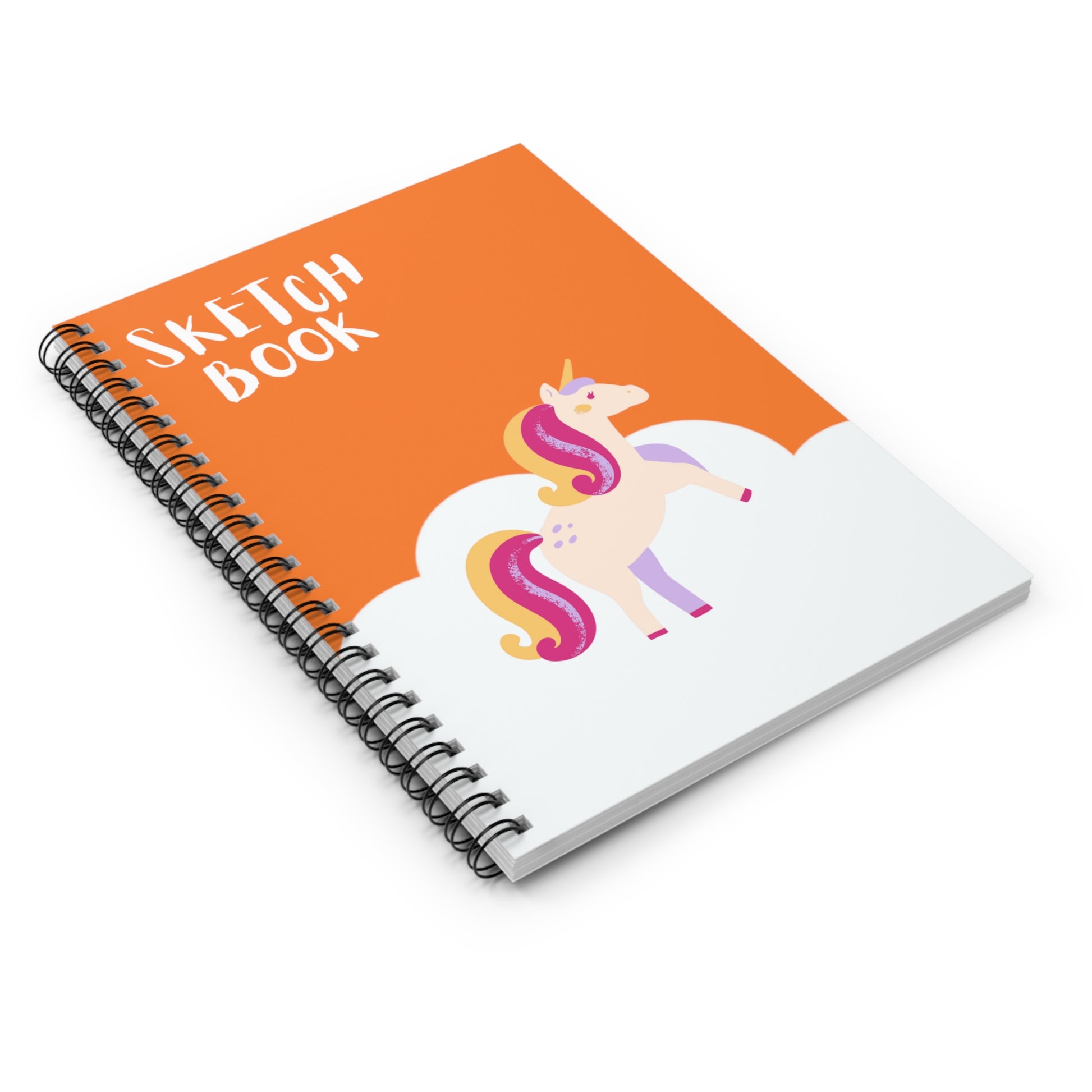 Unicorn Notebook, Sketch Book, Spiral Notebook, Ruled Line, Orange Unicorn, Workout Journal - SaviTraviDesigns