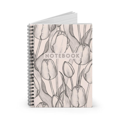 Tulip Notebook, flower Notebook, Pattern Spiral Notebook, Ruled Line, Workout Journal - SaviTraviDesigns