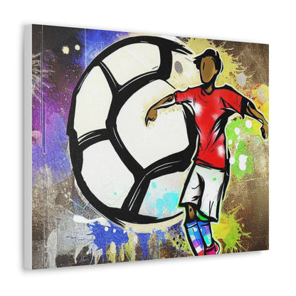 Soccer Player, Graffiti-inspired home decor, Modern street art prints, Graffiti wall art, Street art canvas art, Graffiti artist prints 20″ x 16″ Premium Gallery Wraps (1.25″)