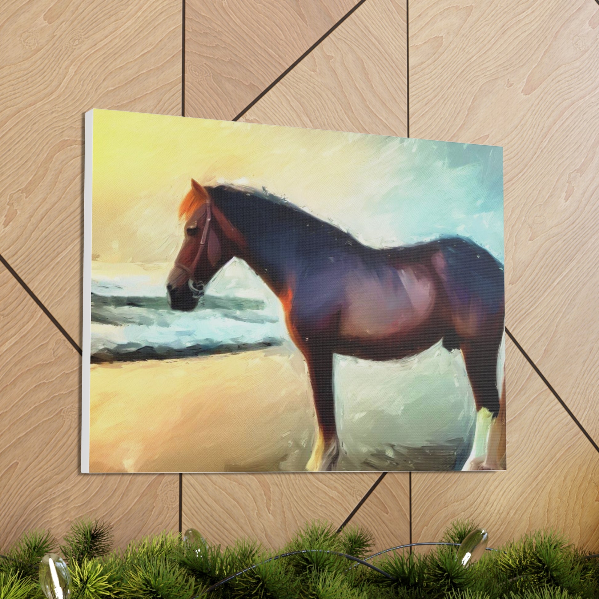 Horse wall art, Beach wall art, ocean art, Canvas Gallery Wraps, Horse Beach, Sunset Beach - SaviTraviDesigns