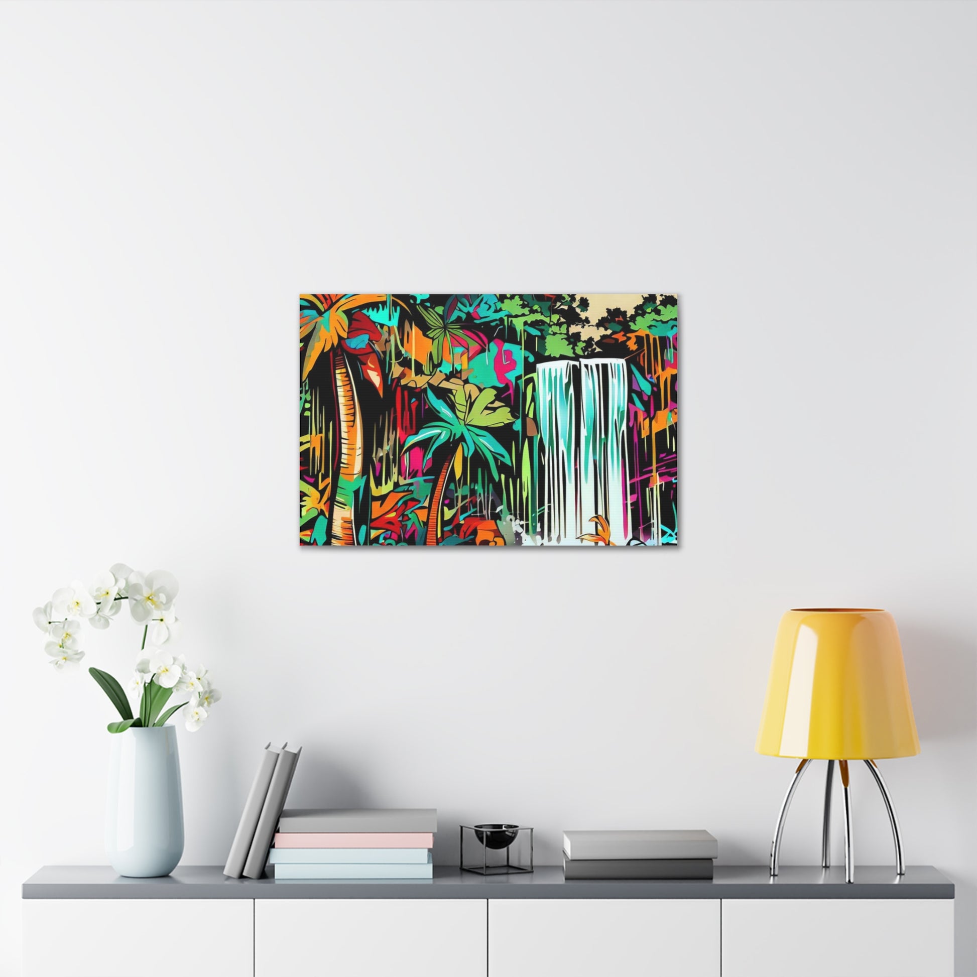 Jungle Waterfall, Rainforest Waterfall, Graffiti-inspired home decor, Modern street art prints, Graffiti wall art, Street art canvas art, Graffiti artist prints - SaviTraviDesigns