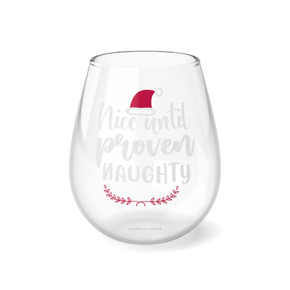 Nice Until Proven Naughty, Wine Lover stemless, Unique stemless wine glass, Trendy wine glass, Wine glass gift ideas Stemless Wine, 11.75oz - SaviTraviDesigns