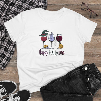 Happy Hallowine,Halloween Graphic Shirts, Spooky Halloween Shirts, Scary Halloween Shirt Designs, Cute Halloween Graphic Tees, Funny Halloween Shirt Ideas - SaviTraviDesigns