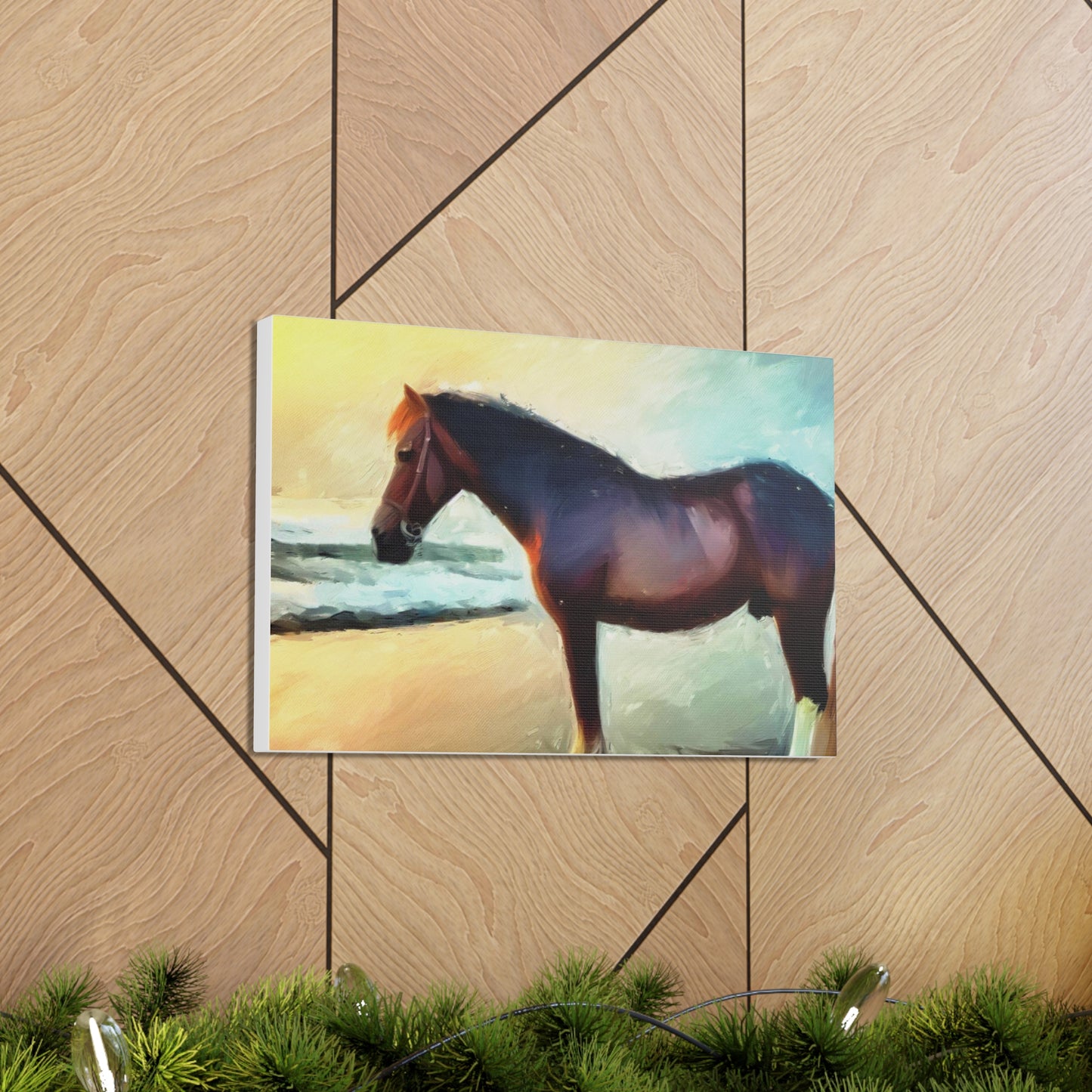 Horse wall art, Beach wall art, ocean art, Canvas Gallery Wraps, Horse Beach, Sunset Beach - SaviTraviDesigns