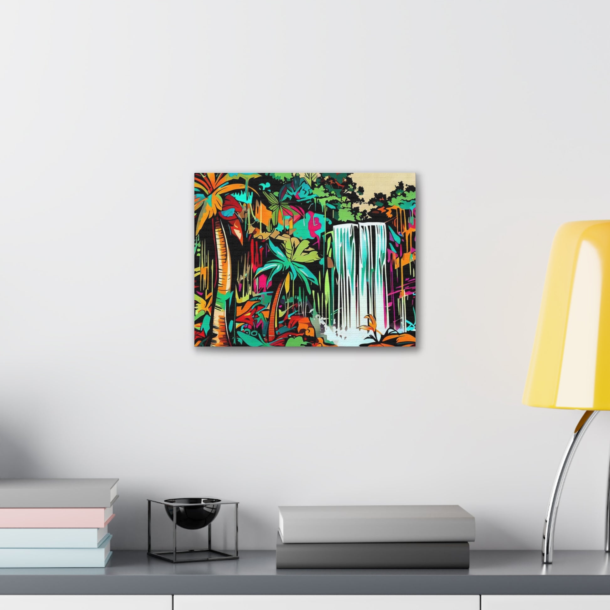 Jungle Waterfall, Rainforest Waterfall, Graffiti-inspired home decor, Modern street art prints, Graffiti wall art, Street art canvas art, Graffiti artist prints - SaviTraviDesigns