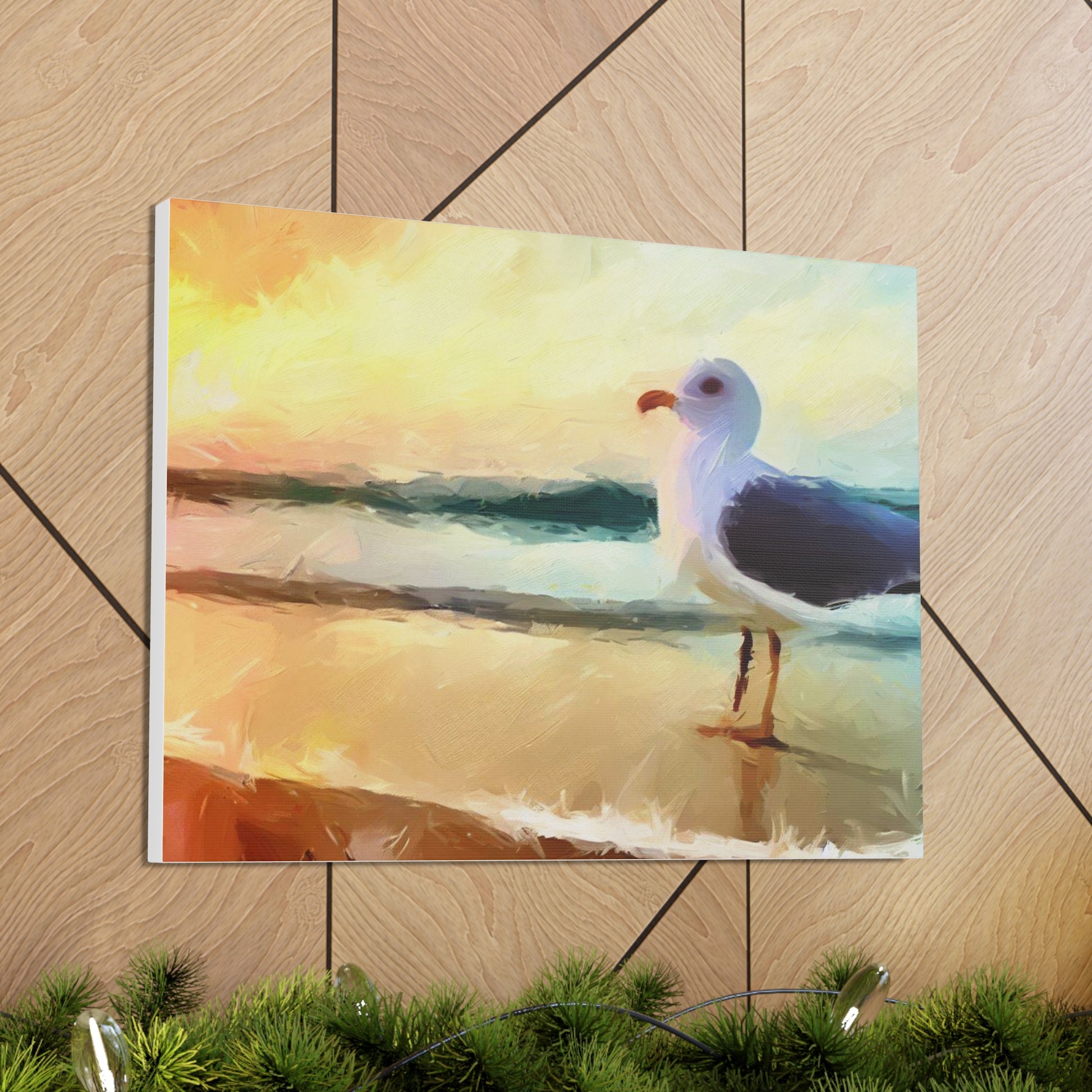 Seagull Beach, Beach wall art, Ocean wall art, Canvas Gallery Wraps