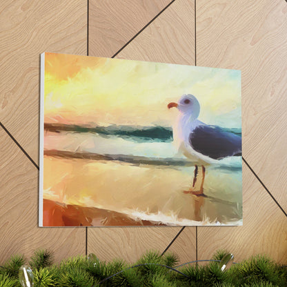 Seagull Beach, Beach wall art, Ocean wall art, Canvas Gallery Wraps