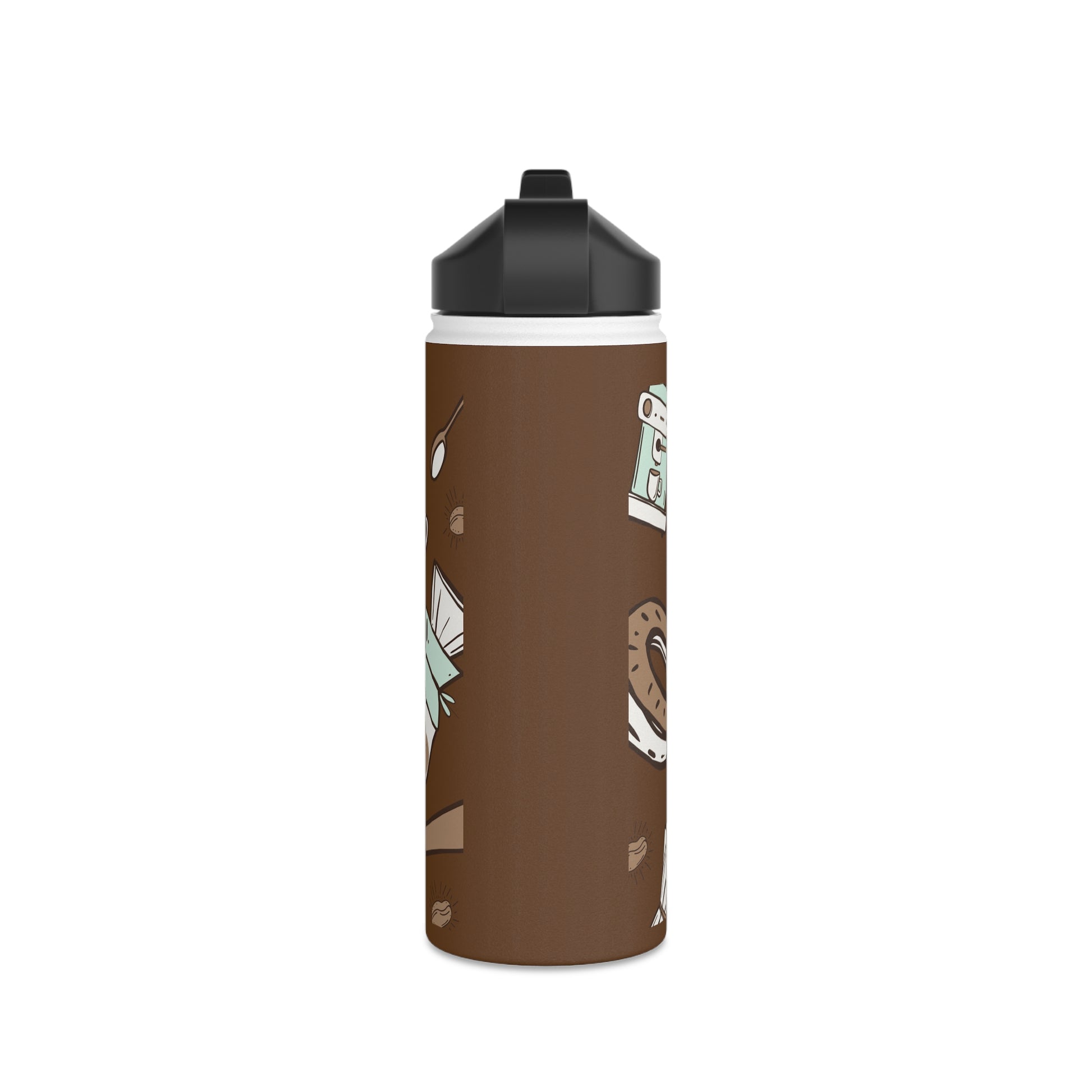 Coffee water bottle, Design water bottle, Stainless Steel Water Bottle, Standard Lid - SaviTraviDesigns