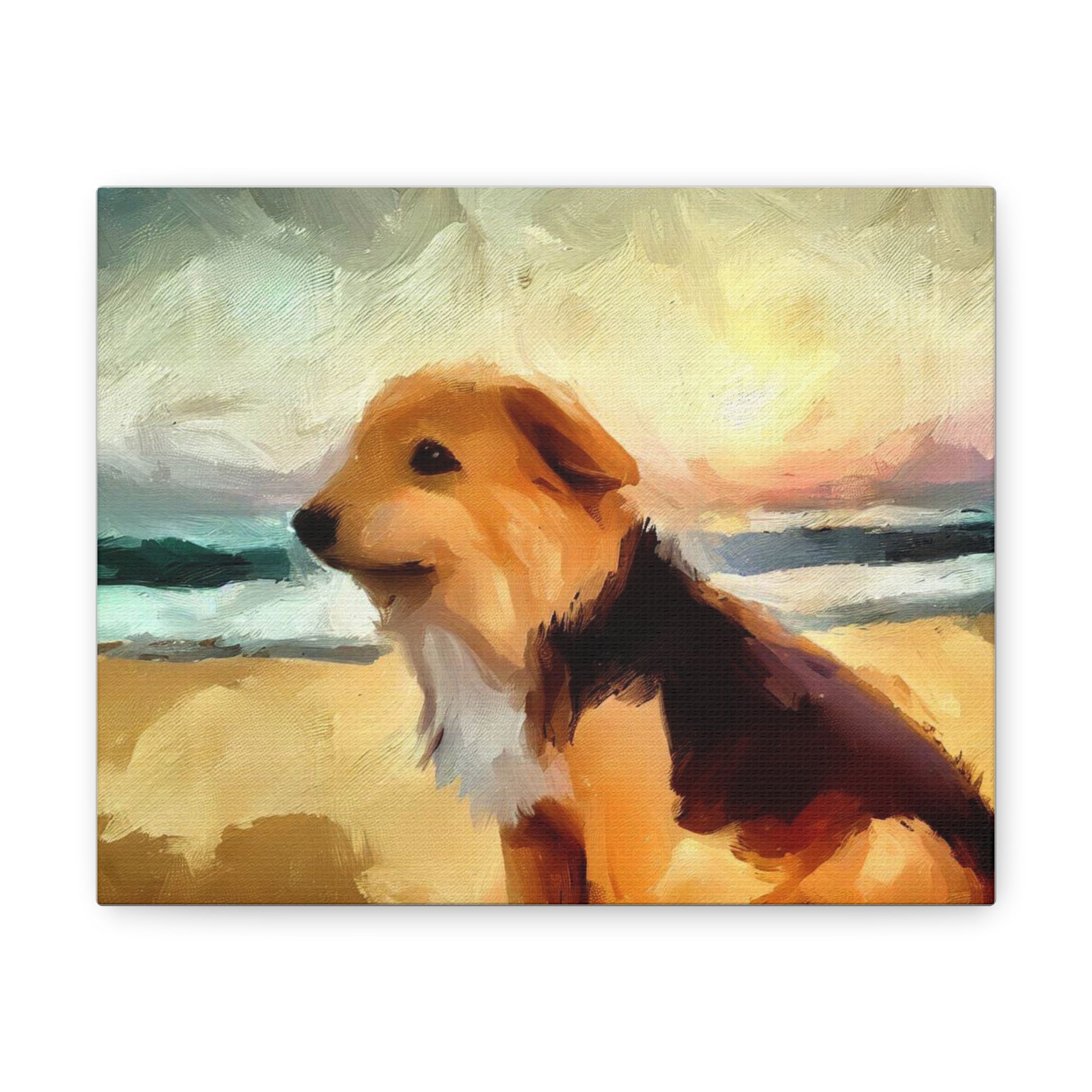 Dog wall art, ocean wall art, beach art, Canvas Gallery Wraps, Dog Beach - SaviTraviDesigns