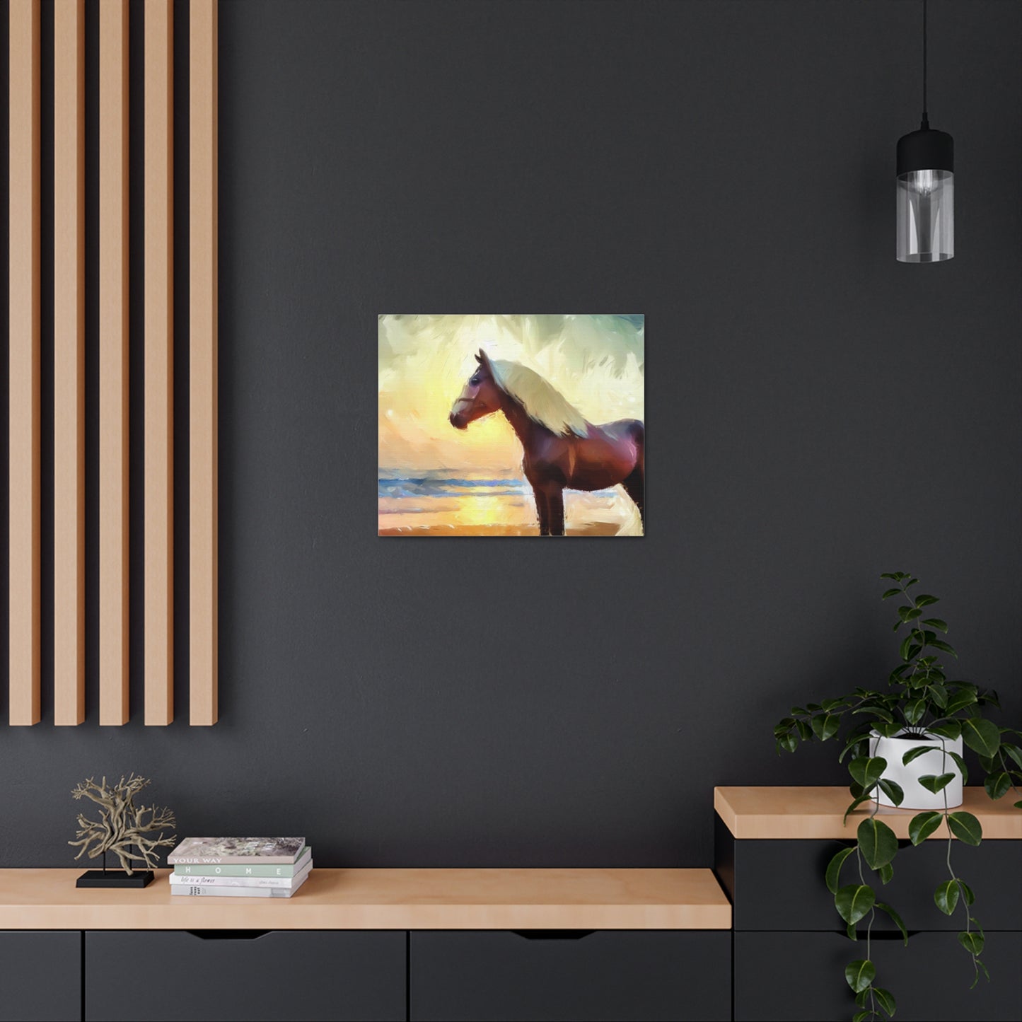 Horse wall art, beach wall art, ocean art, Canvas Gallery Wraps, Horse Beach, Sunset Beach - SaviTraviDesigns