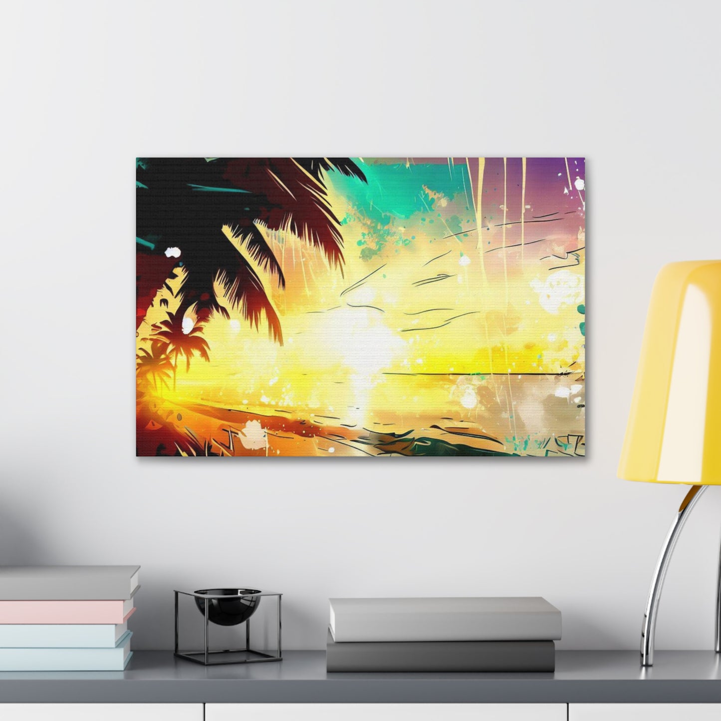 Palm Tree Sunset, Graffiti art prints, Street art canvas, Urban art decor, Graffiti-style wall art, Graffiti canvas prints, Street art posters - SaviTraviDesigns