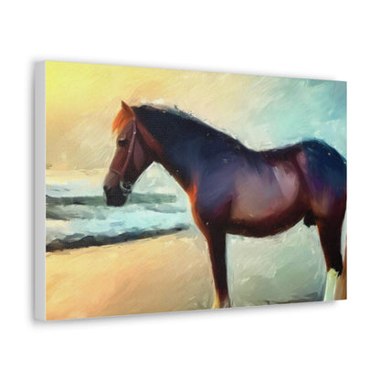 Horse wall art, Beach wall art, ocean art, Canvas Gallery Wraps, Horse Beach, Sunset Beach - SaviTraviDesigns