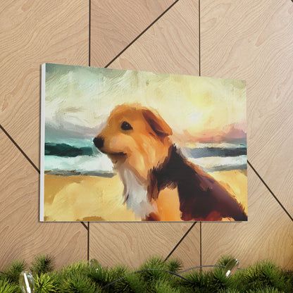 Dog wall art, ocean wall art, beach art, Canvas Gallery Wraps, Dog Beach - SaviTraviDesigns