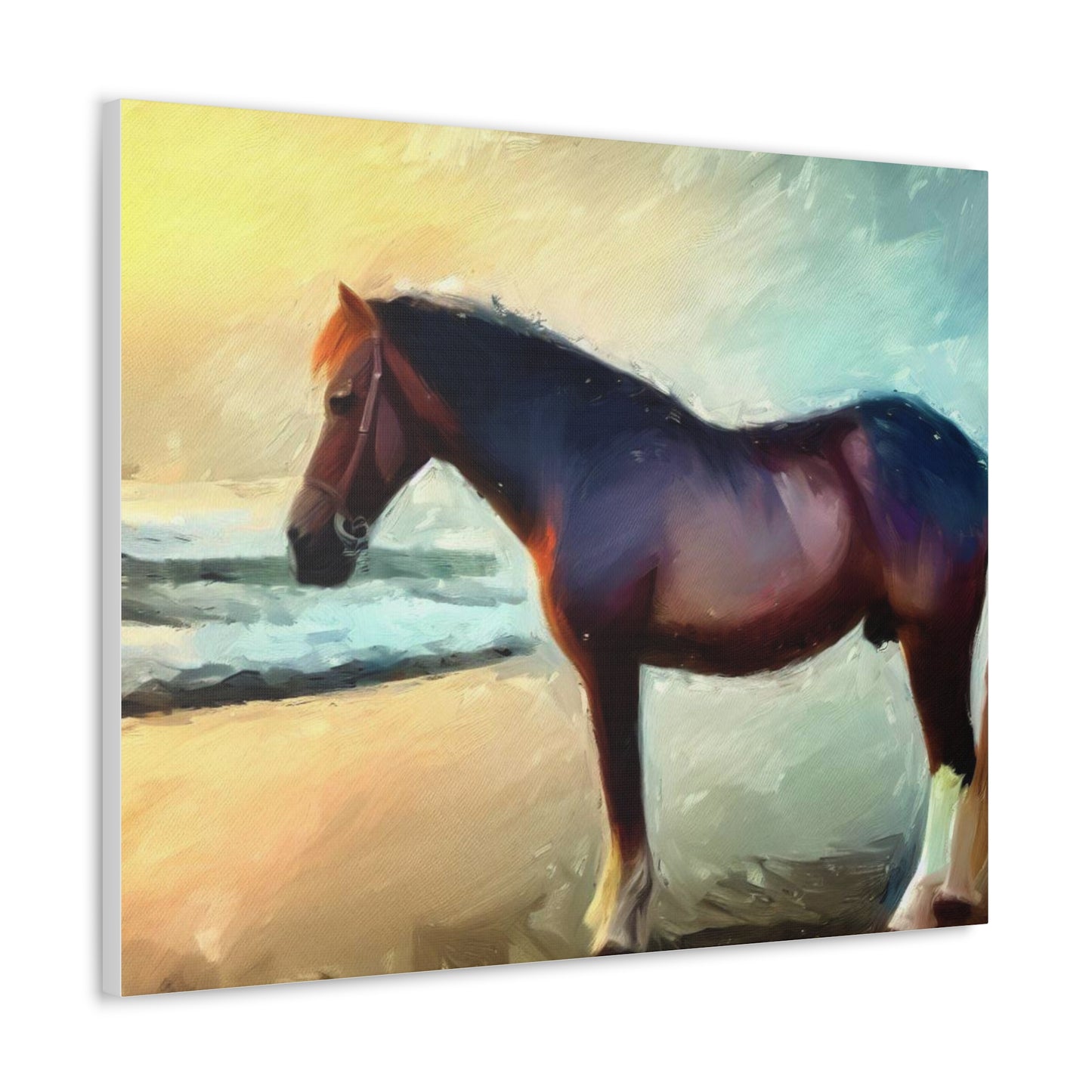 Horse wall art, Beach wall art, ocean art, Canvas Gallery Wraps, Horse Beach, Sunset Beach - SaviTraviDesigns