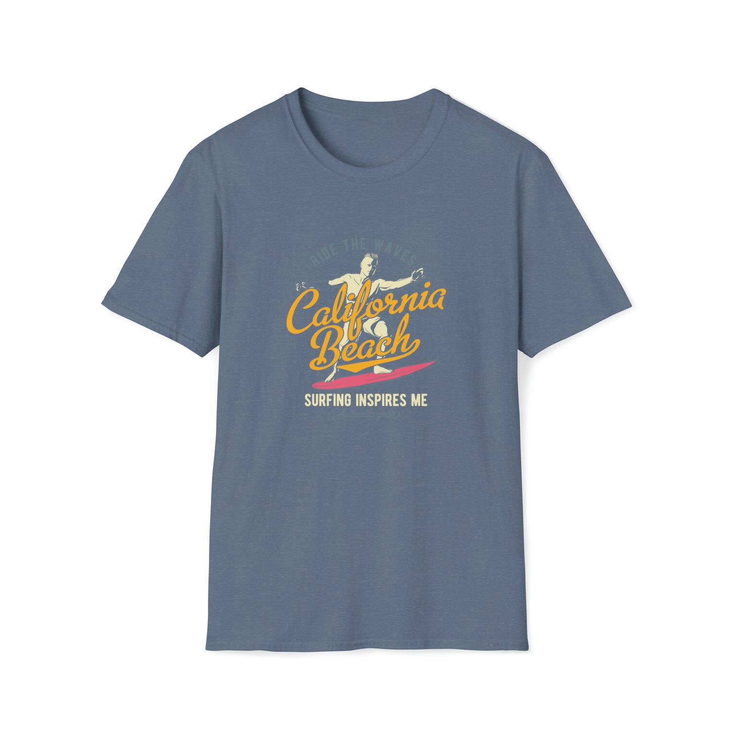 California Beach Surfing |Beach Lifestyle Shirts | Summer Vibe Apparel Heather Indigo