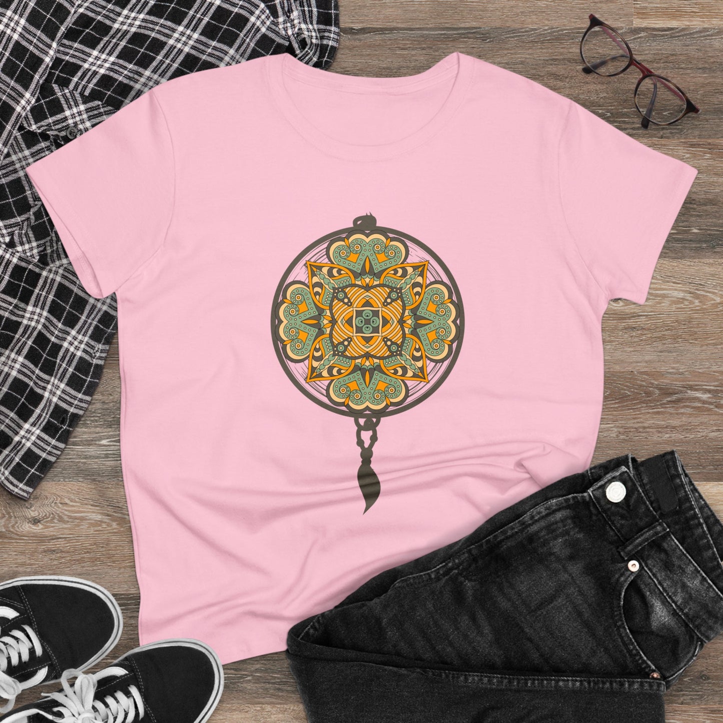 Meditation T-Shirts, Yoga Graphic Tees, Mindfulness Apparel, Zen T-Shirts, Spiritual Shirts, Chakra Tees, Womens T-Shirt Light Pink