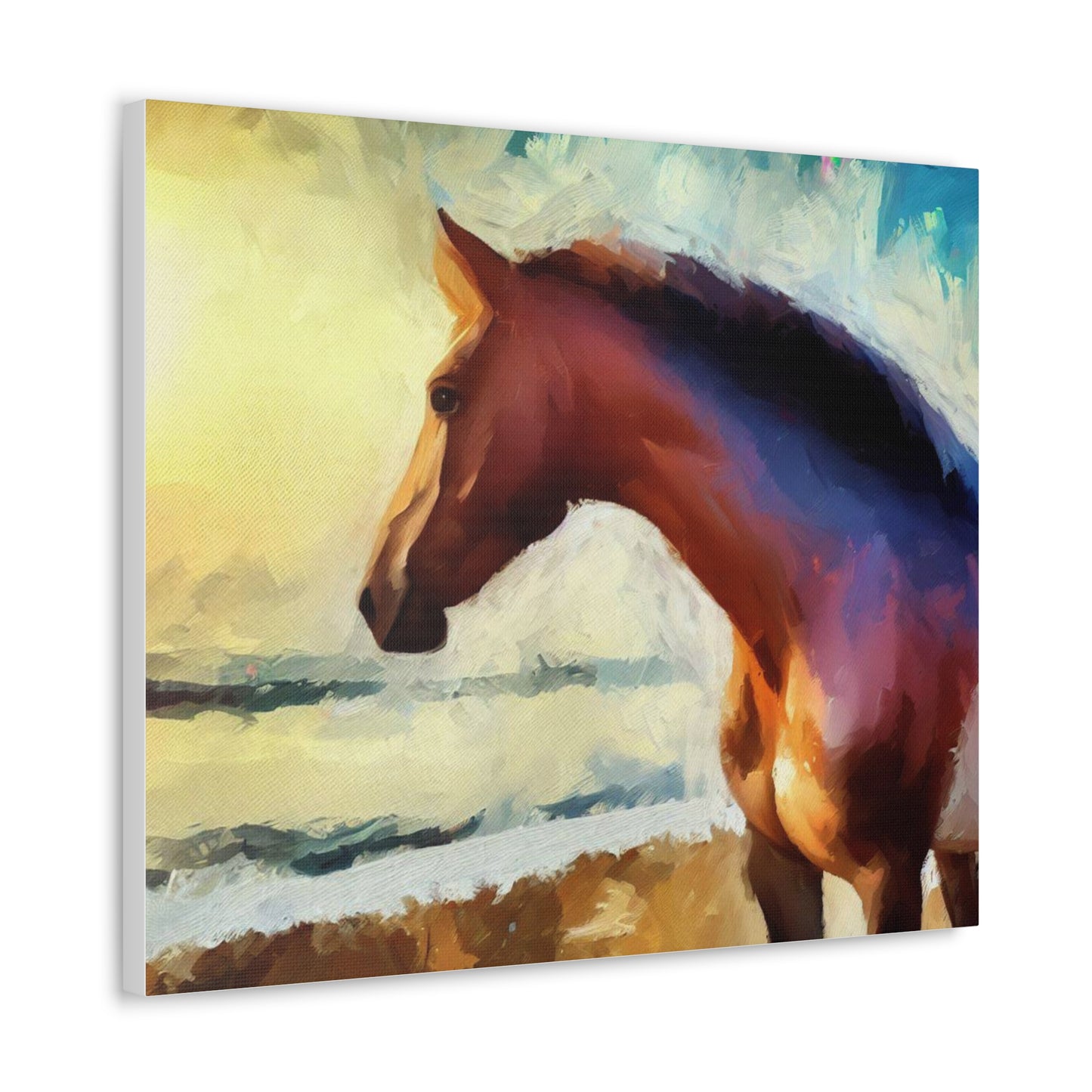 Horse wall art, beach art, ocean art, Canvas Gallery Wraps, Horse Beach, Sunset Beach - SaviTraviDesigns