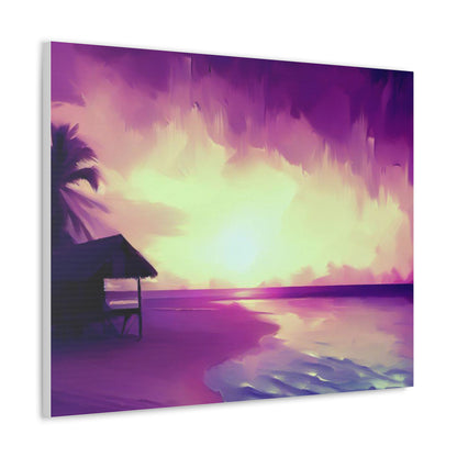 Purple Sunset, Beach wall art, ocean art, beach hut art, Canvas Gallery Wraps