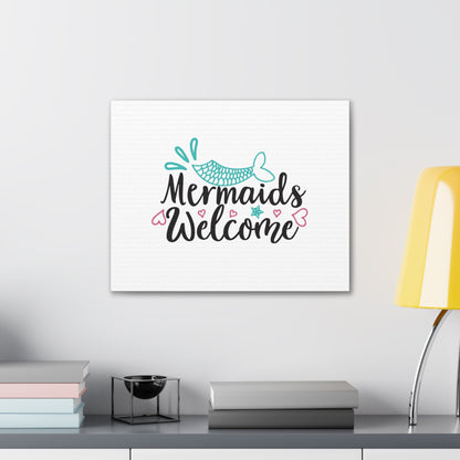 Mermaids Welcome, Mermaid Wall Art, Coastal Mermaid Decor, Beach House Mermaid Signs, Nautical Mermaid Decor, Mermaid Nursery Wall Decor - SaviTraviDesigns