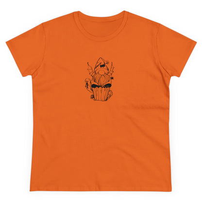 Spooky Elf Cupcake, Halloween Cupcake Designs, Halloween Graphic Shirts, Spooky Halloween Shirts, Cute Halloween Graphic Tees Orange