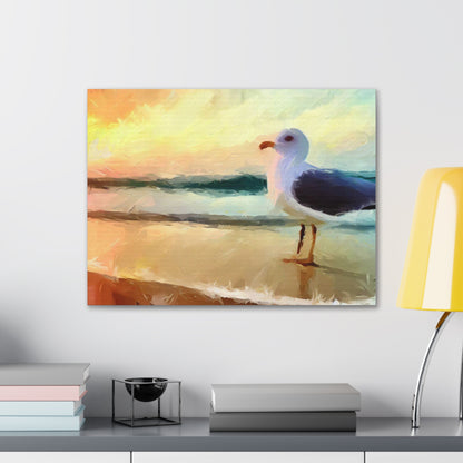 Seagull Beach, Beach wall art, Ocean wall art, Canvas Gallery Wraps