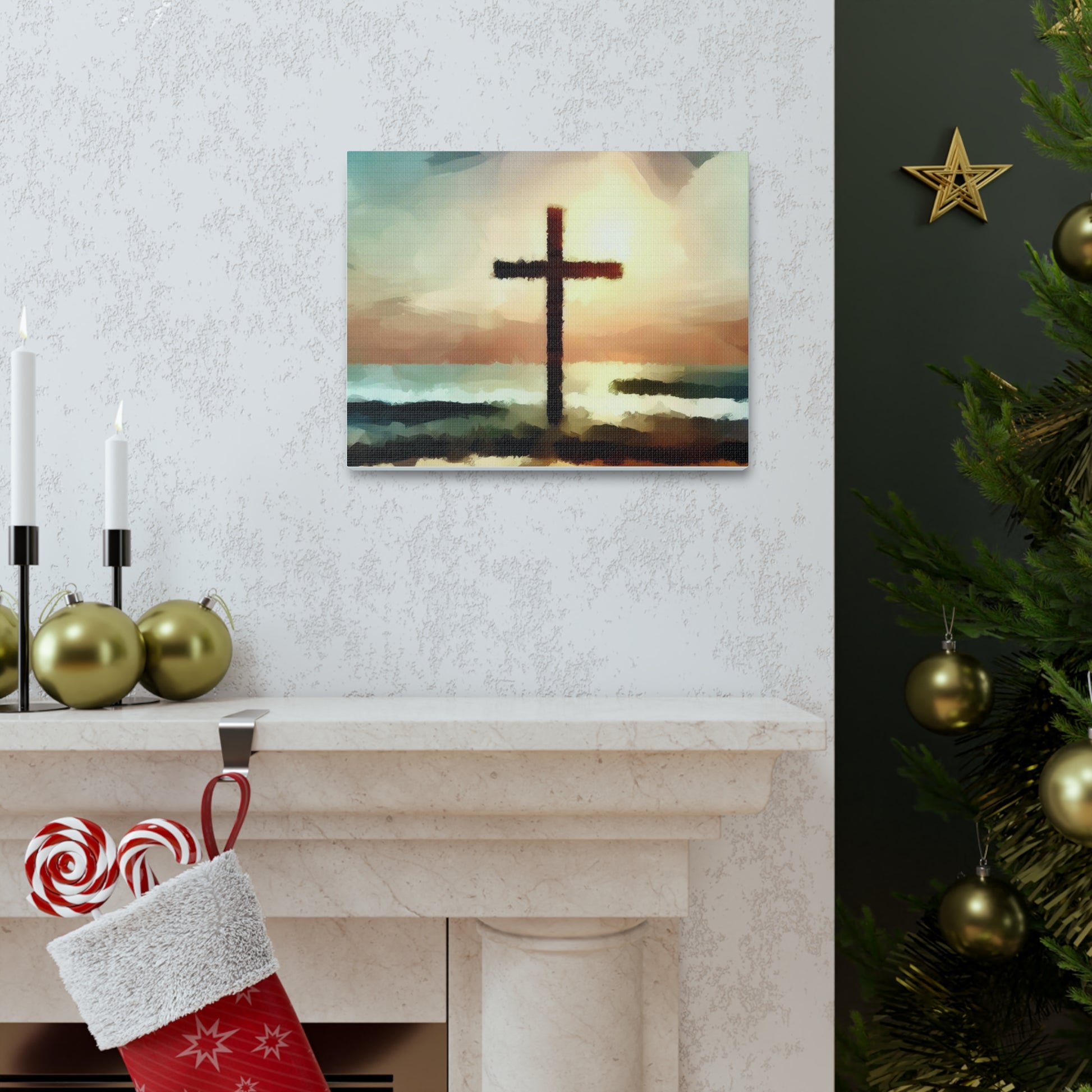 Christian wall art, Cross wall art, beach art, ocean art, Canvas Gallery Wraps - SaviTraviDesigns