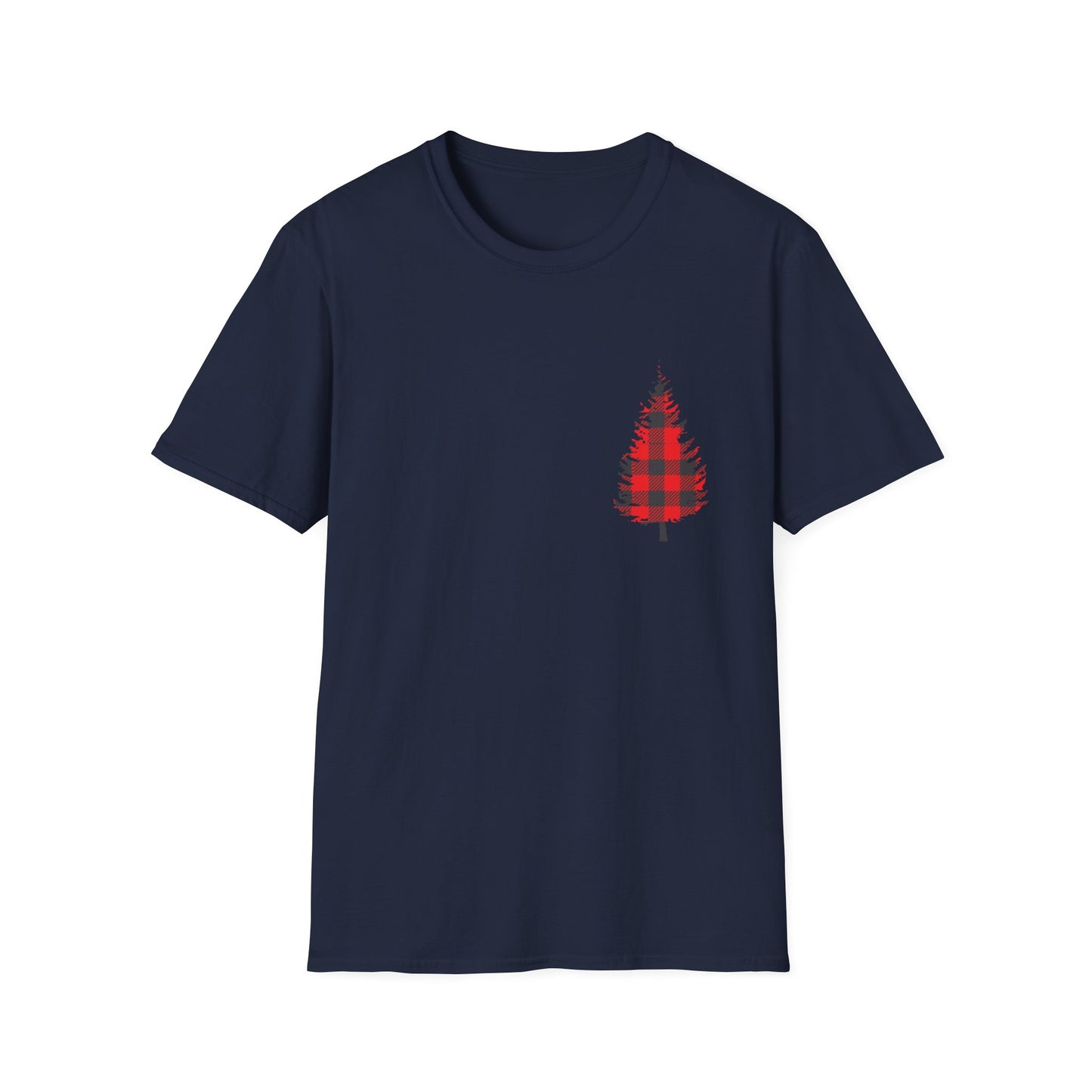 Plaid Christmas Tree Graphic T Shirt Navy