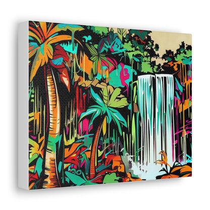 Jungle Waterfall, Rainforest Waterfall, Graffiti-inspired home decor, Modern street art prints, Graffiti wall art, Street art canvas art, Graffiti artist prints - SaviTraviDesigns