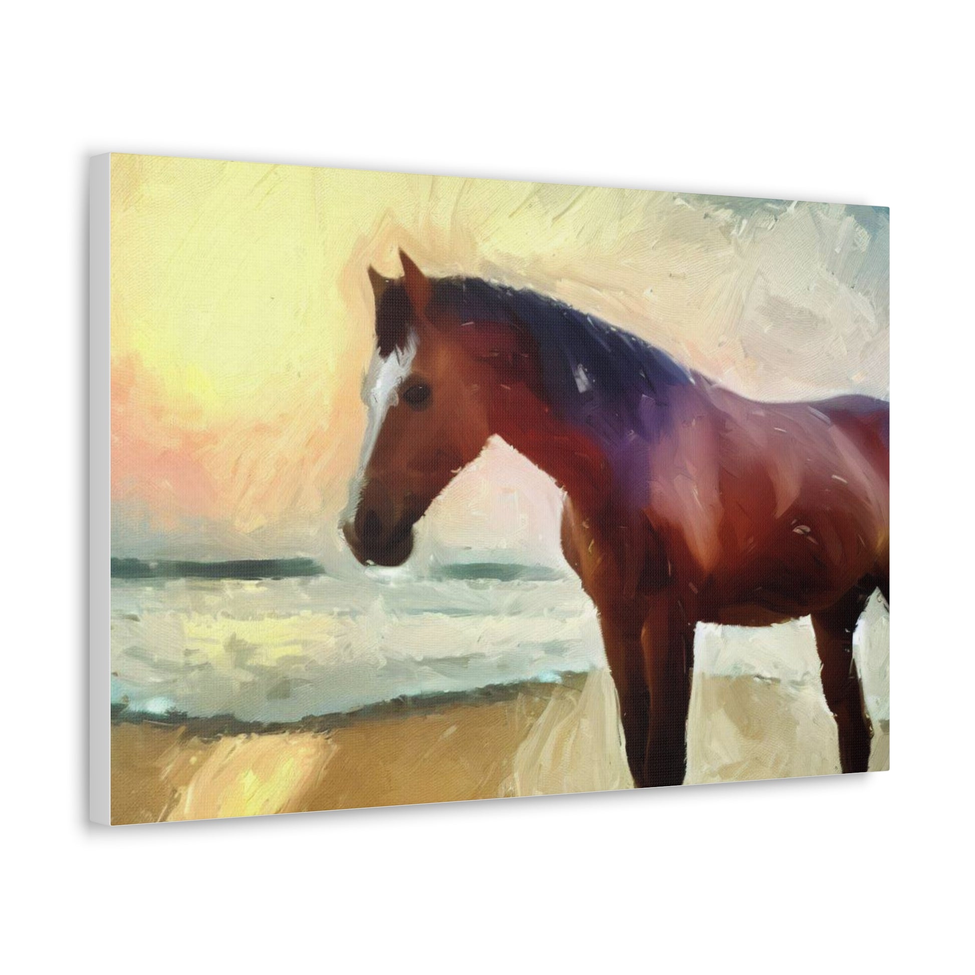 Horse wall art, beach wall art, ocean art, Canvas Gallery Wraps, Horse Beach, Sunset Beach - SaviTraviDesigns