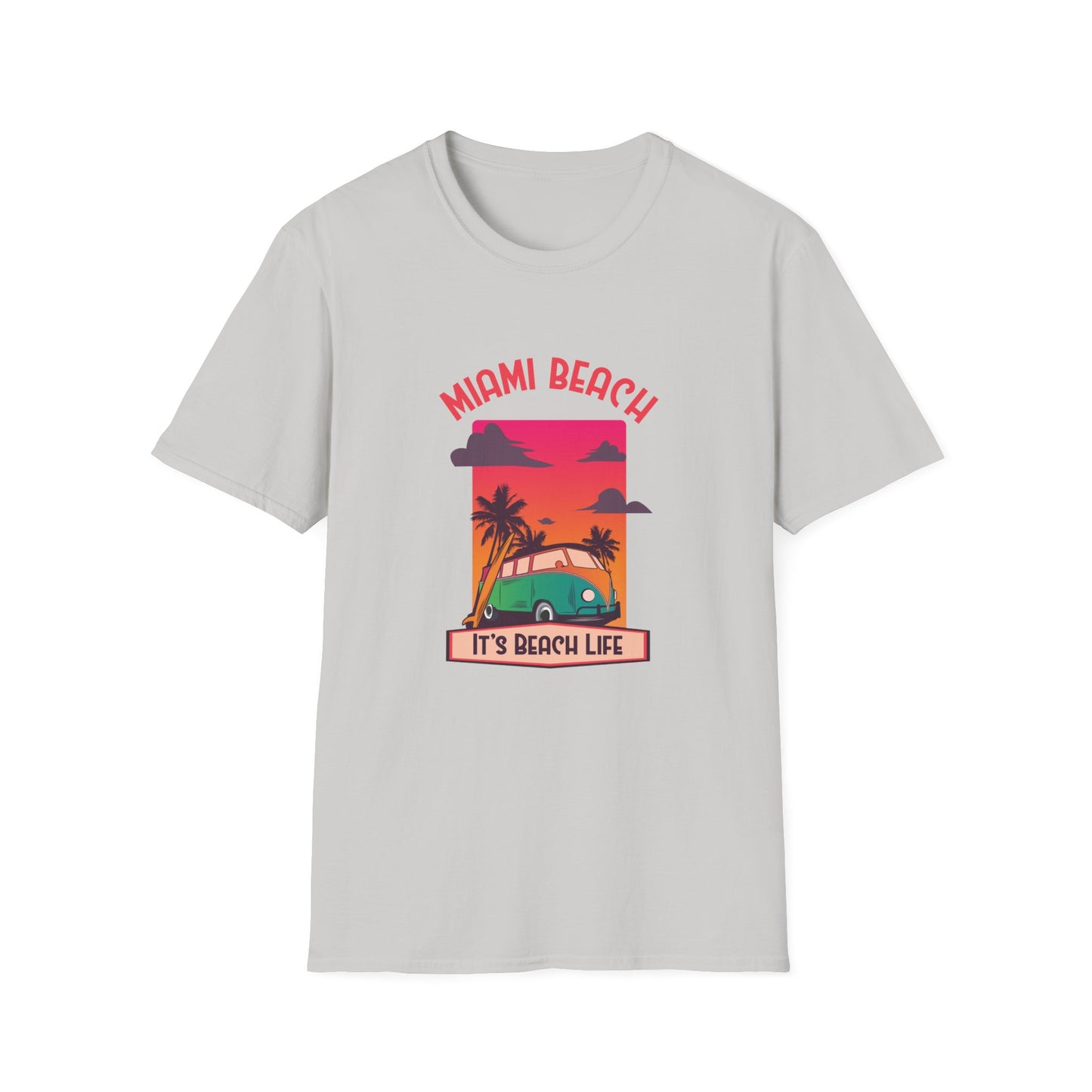 Miami Beach Its A Beach Life Graphic T Shirt Ice Grey