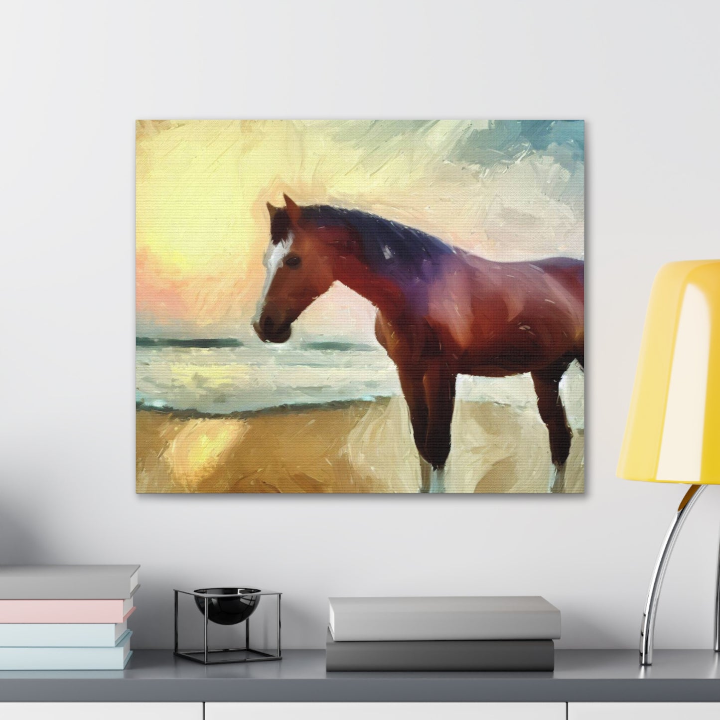 Horse wall art, beach wall art, ocean art, Canvas Gallery Wraps, Horse Beach, Sunset Beach - SaviTraviDesigns