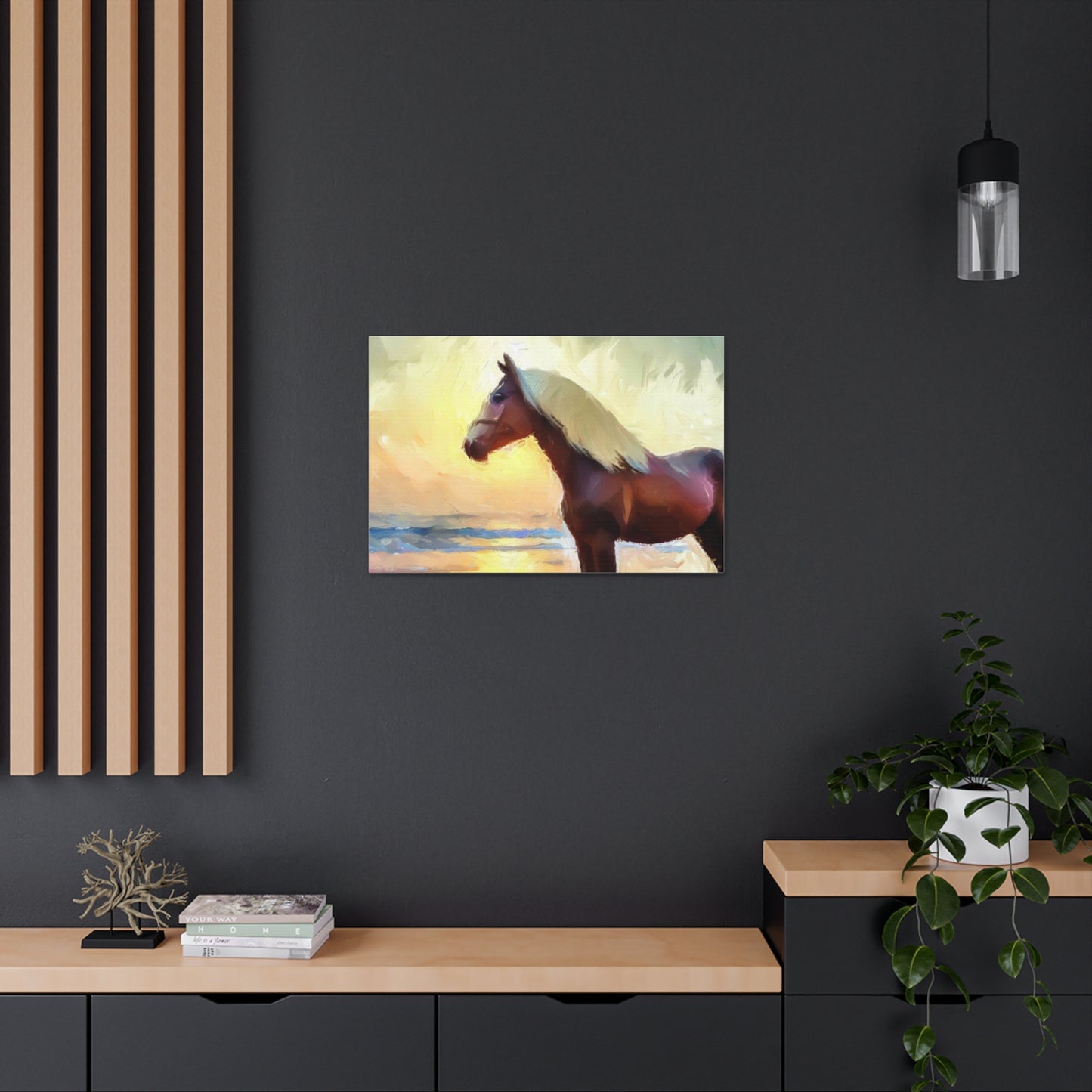 Horse wall art, beach wall art, ocean art, Canvas Gallery Wraps, Horse Beach, Sunset Beach - SaviTraviDesigns