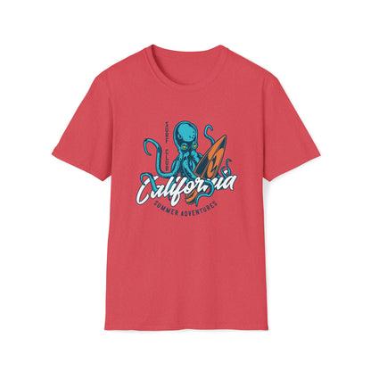 California Summer Adventures Surf Club |Beach Lifestyle Shirts | Summer Vibe Apparel Heather Red