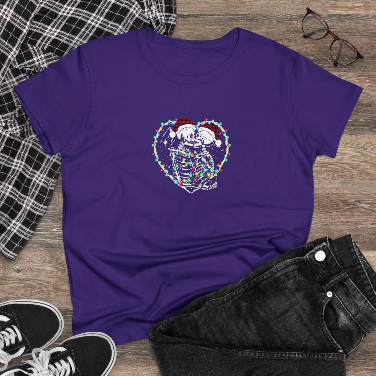 Skeleton Christmas, Skeleton Heart, Skeleton Love, Christmas Graphic Shirts, Festive Holiday T-Shirts, Ugly Christmas Sweater Tees