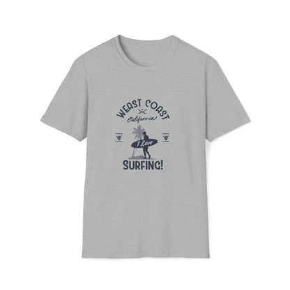 West Coast Surfing |Beach Lifestyle Shirts | Summer Vibe Apparel Sport Grey