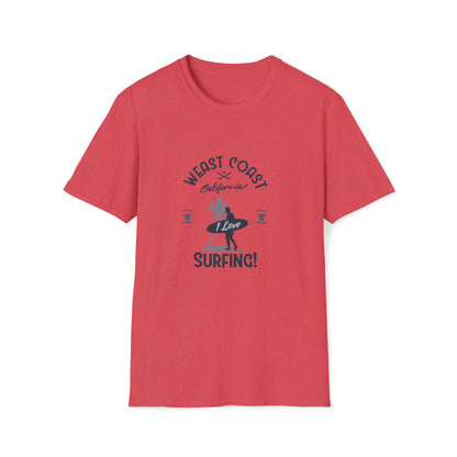 West Coast Surfing |Beach Lifestyle Shirts | Summer Vibe Apparel Heather Red