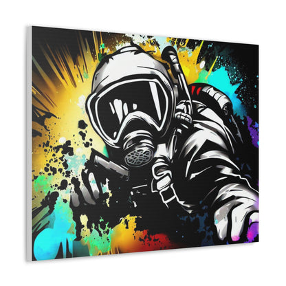 Gas Mask, SCUBA Diver, Graffiti Artist, Graffiti-inspired home decor, Modern street art prints, Graffiti wall art, Street art canvas art, Graffiti artist prints 30″ x 24″ Premium Gallery Wraps (1.25″)