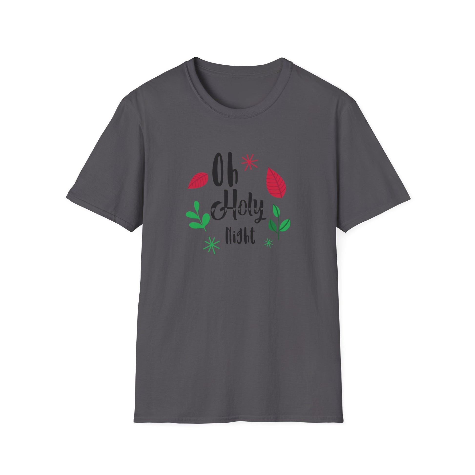 Oh Holy Night Holiday Graphic T Shirt Charcoal